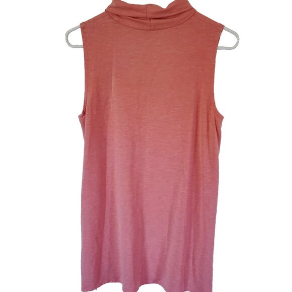 Garnet Hill Womens Mock Neck Tunic Top Sz M Coral Minimalist Capsule Casual Chic - Picture 2 of 12